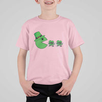St Patricks Day Retro Gamer Eating Shamrock Lucky Gift T Shirt For Kid