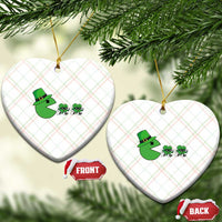 St Patricks Day Retro Gamer Eating Shamrock Lucky Gift Ceramic Ornament