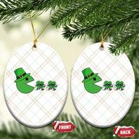 St Patricks Day Retro Gamer Eating Shamrock Lucky Gift Ceramic Ornament