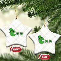 St Patricks Day Retro Gamer Eating Shamrock Lucky Gift Ceramic Ornament