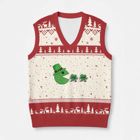 St Patricks Day Retro Gamer Eating Shamrock Lucky Gift V-Neck Knit Sweater Vest