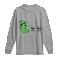 St Patricks Day Retro Gamer Eating Shamrock Lucky Gift Long Sleeve Shirt