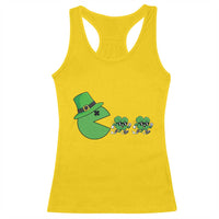 St Patricks Day Retro Gamer Eating Shamrock Lucky Gift Racerback Tank Top