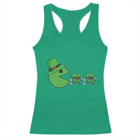 St Patricks Day Retro Gamer Eating Shamrock Lucky Gift Racerback Tank Top
