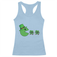 St Patricks Day Retro Gamer Eating Shamrock Lucky Gift Racerback Tank Top