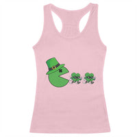 St Patricks Day Retro Gamer Eating Shamrock Lucky Gift Racerback Tank Top