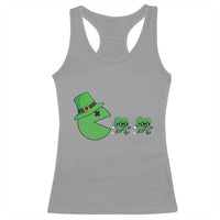 St Patricks Day Retro Gamer Eating Shamrock Lucky Gift Racerback Tank Top
