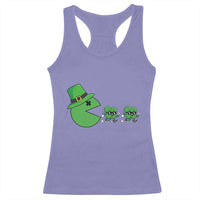 St Patricks Day Retro Gamer Eating Shamrock Lucky Gift Racerback Tank Top