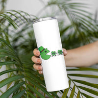 St Patricks Day Retro Gamer Eating Shamrock Lucky Gift Skinny Tumbler
