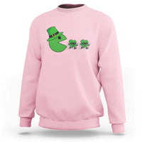 St Patricks Day Retro Gamer Eating Shamrock Lucky Gift Sweatshirt