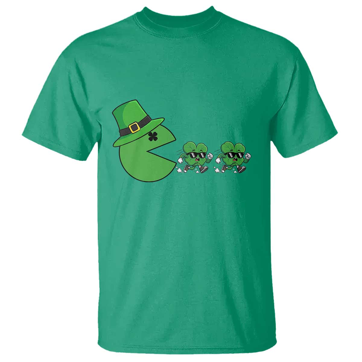 St Patricks Day Retro Gamer Eating Shamrock Lucky Gift T Shirt