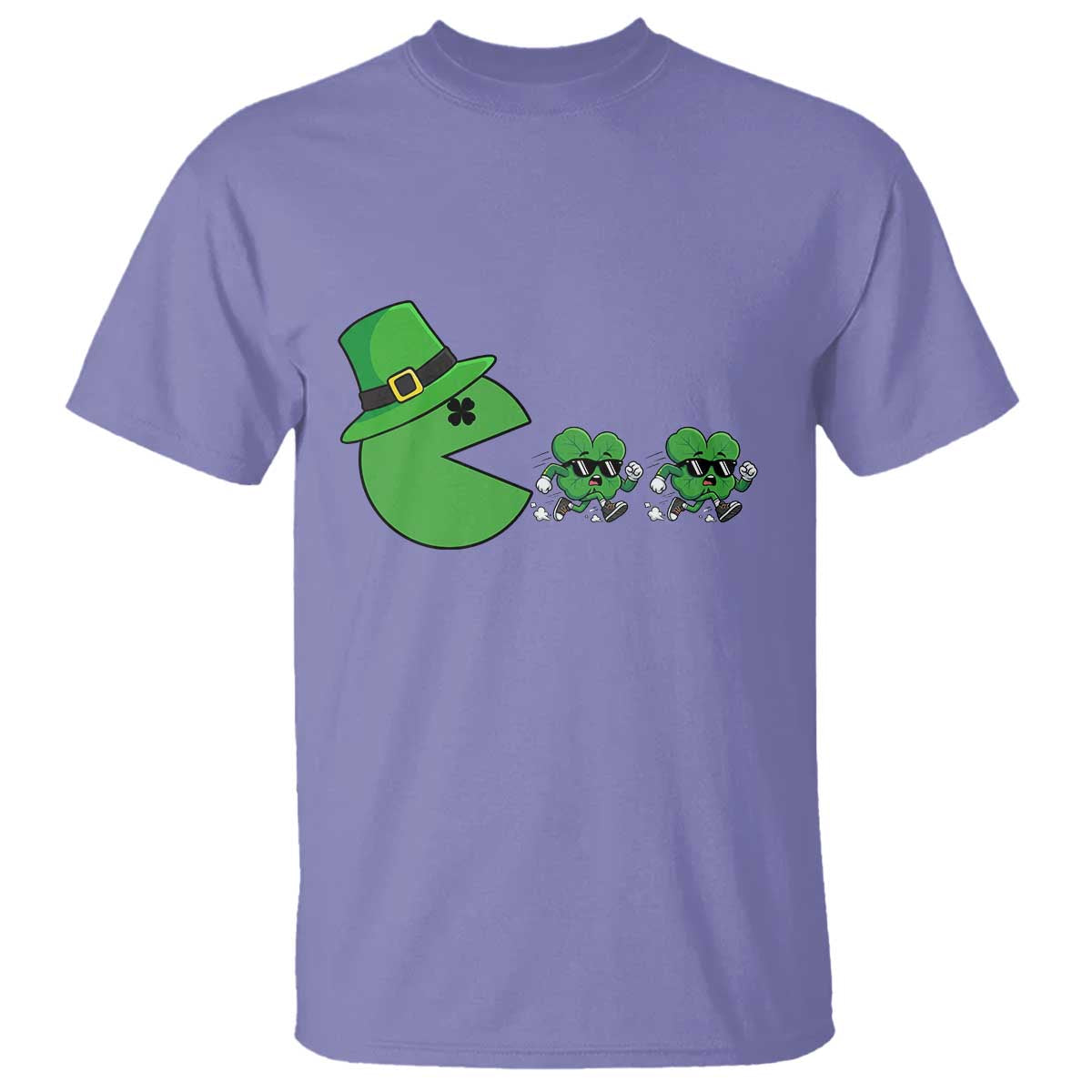 St Patricks Day Retro Gamer Eating Shamrock Lucky Gift T Shirt