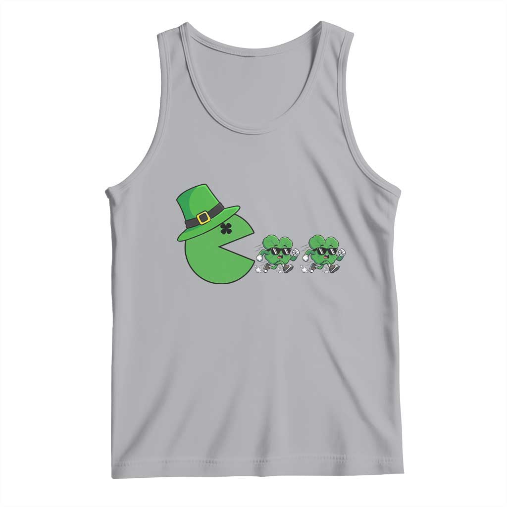 St Patricks Day Retro Gamer Eating Shamrock Lucky Gift Tank Top
