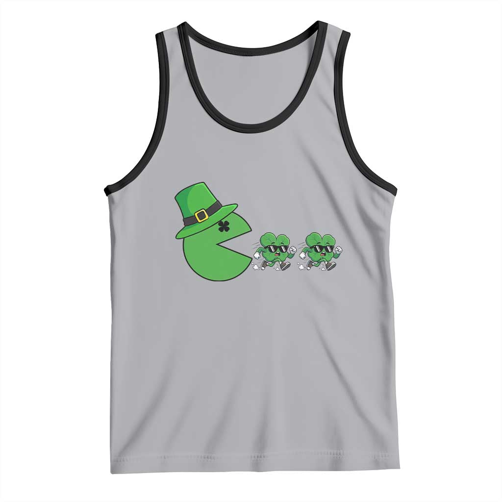 St Patricks Day Retro Gamer Eating Shamrock Lucky Gift Tank Top