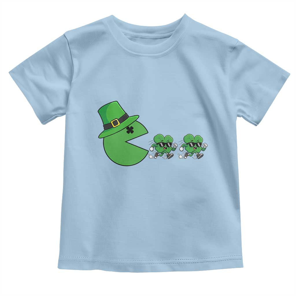 St Patricks Day Retro Gamer Eating Shamrock Lucky Gift Toddler T Shirt