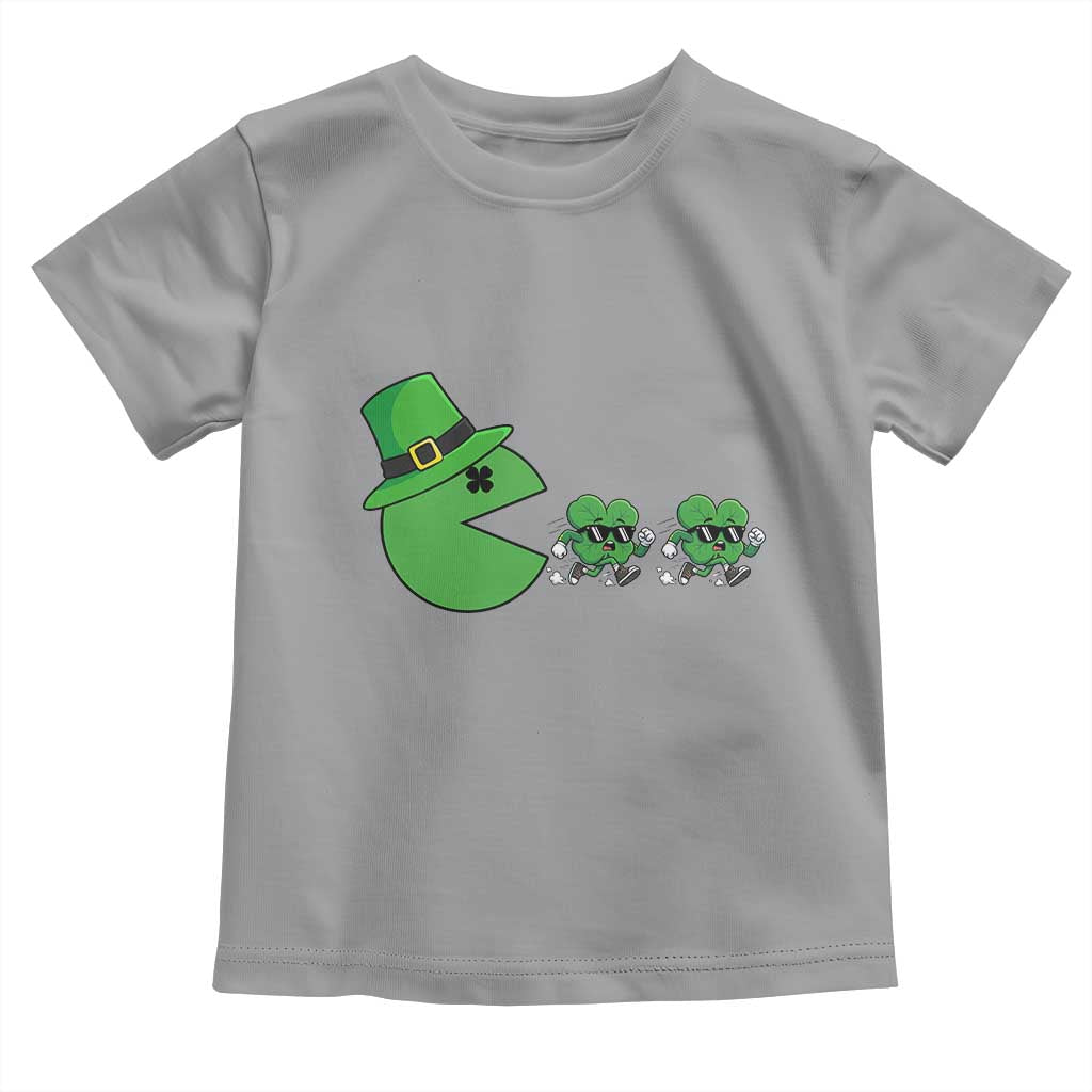 St Patricks Day Retro Gamer Eating Shamrock Lucky Gift Toddler T Shirt