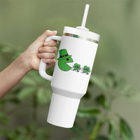 St Patricks Day Retro Gamer Eating Shamrock Lucky Gift Tumbler With Handle