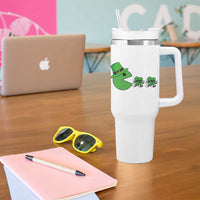 St Patricks Day Retro Gamer Eating Shamrock Lucky Gift Tumbler With Handle