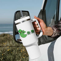 St Patricks Day Retro Gamer Eating Shamrock Lucky Gift Tumbler With Handle