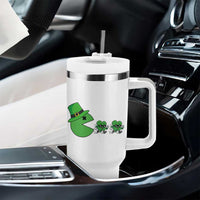 St Patricks Day Retro Gamer Eating Shamrock Lucky Gift Tumbler With Handle
