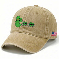 St Patricks Day Retro Gamer Eating Shamrock Lucky Gift Washed Cotton Baseball Cap