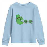 St Patricks Day Retro Gamer Eating Shamrock Lucky Gift Youth Sweatshirt