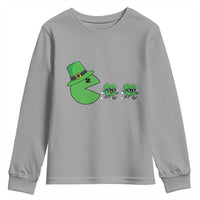 St Patricks Day Retro Gamer Eating Shamrock Lucky Gift Youth Sweatshirt