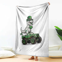 Funny St Patricks Day Dinosaur Truck Throw Blanket Lucky Dino Gift