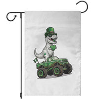 Funny St Patricks Day Dinosaur Truck Garden Flag Lucky Dino Gift