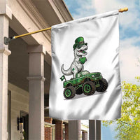 Funny St Patricks Day Dinosaur Truck Garden Flag Lucky Dino Gift