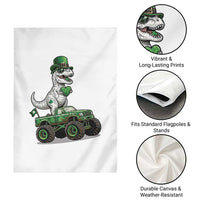 Funny St Patricks Day Dinosaur Truck Garden Flag Lucky Dino Gift