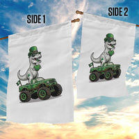 Funny St Patricks Day Dinosaur Truck Garden Flag Lucky Dino Gift