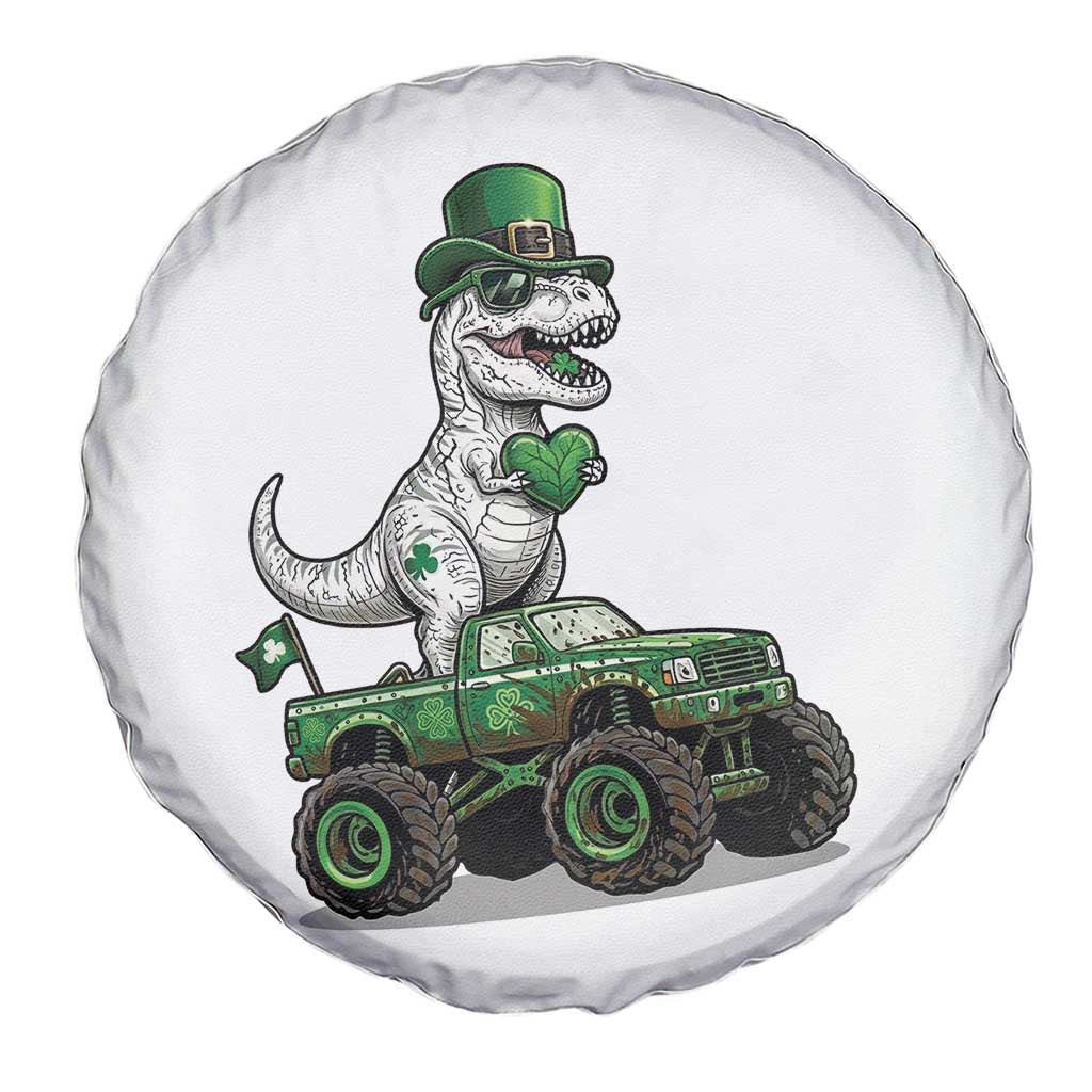 Funny St Patricks Day Dinosaur Truck Spare Tire Cover Lucky Dino Gift