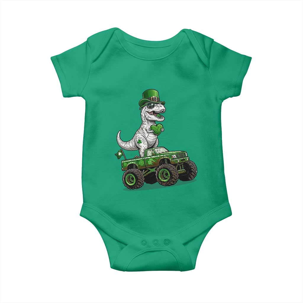 Funny St Patricks Day Dinosaur Truck Baby Onesie Lucky Dino Gift