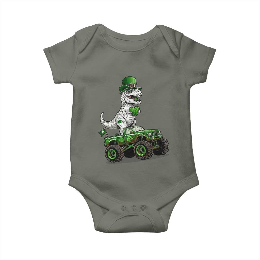 Funny St Patricks Day Dinosaur Truck Baby Onesie Lucky Dino Gift