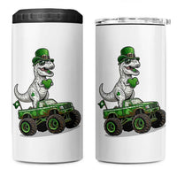 Funny St Patricks Day Dinosaur Truck 4 in 1 Can Cooler Tumbler Lucky Dino Gift