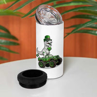 Funny St Patricks Day Dinosaur Truck 4 in 1 Can Cooler Tumbler Lucky Dino Gift