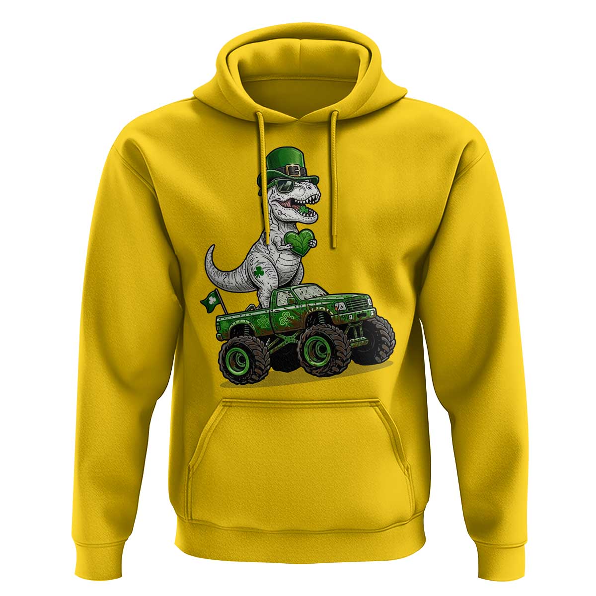 Funny St Patricks Day Dinosaur Truck Hoodie Lucky Dino Gift