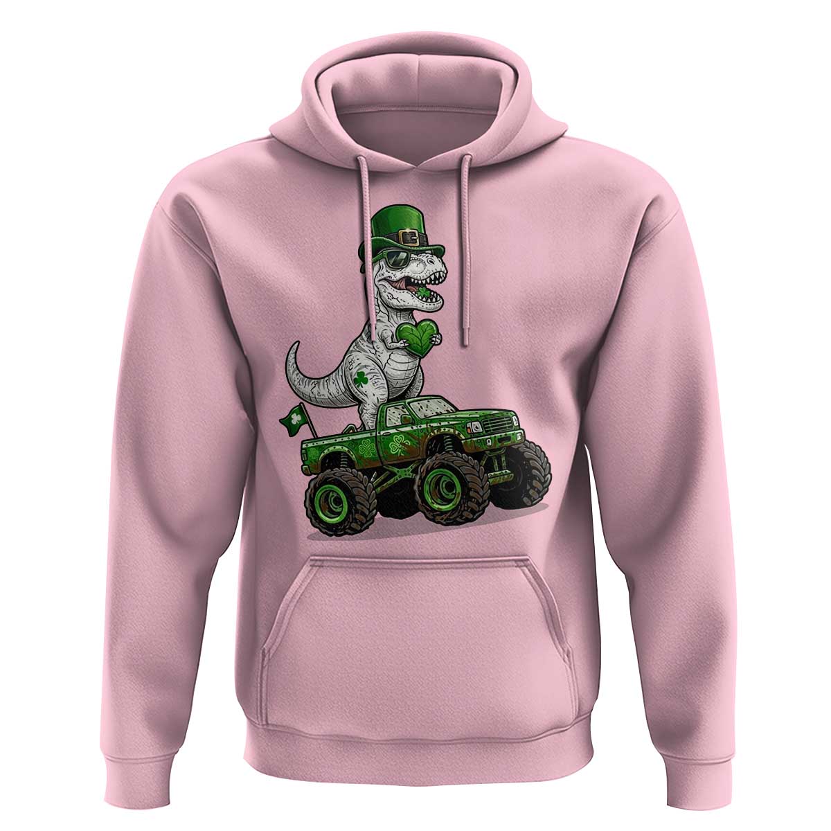 Funny St Patricks Day Dinosaur Truck Hoodie Lucky Dino Gift