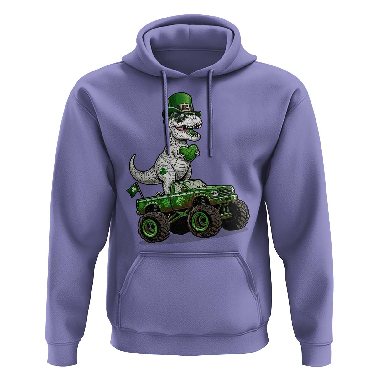 Funny St Patricks Day Dinosaur Truck Hoodie Lucky Dino Gift