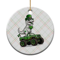 Funny St Patricks Day Dinosaur Truck Ceramic Ornament Lucky Dino Gift