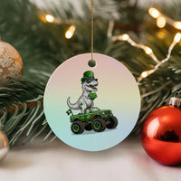Funny St Patricks Day Dinosaur Truck Ceramic Ornament Lucky Dino Gift