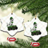 Funny St Patricks Day Dinosaur Truck Ceramic Ornament Lucky Dino Gift