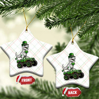 Funny St Patricks Day Dinosaur Truck Ceramic Ornament Lucky Dino Gift