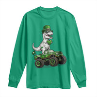 Funny St Patricks Day Dinosaur Truck Long Sleeve Shirt Lucky Dino Gift