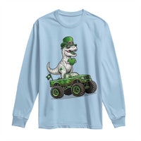 Funny St Patricks Day Dinosaur Truck Long Sleeve Shirt Lucky Dino Gift