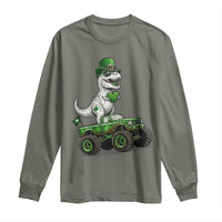 Funny St Patricks Day Dinosaur Truck Long Sleeve Shirt Lucky Dino Gift