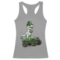 Funny St Patricks Day Dinosaur Truck Racerback Tank Top Lucky Dino Gift