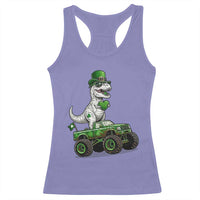 Funny St Patricks Day Dinosaur Truck Racerback Tank Top Lucky Dino Gift