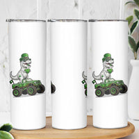 Funny St Patricks Day Dinosaur Truck Skinny Tumbler Lucky Dino Gift